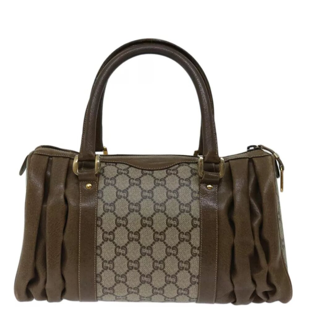 GUCCI GG PLUS Canvas Hand Bag PVC Beige Brown - Picture 5 of 7